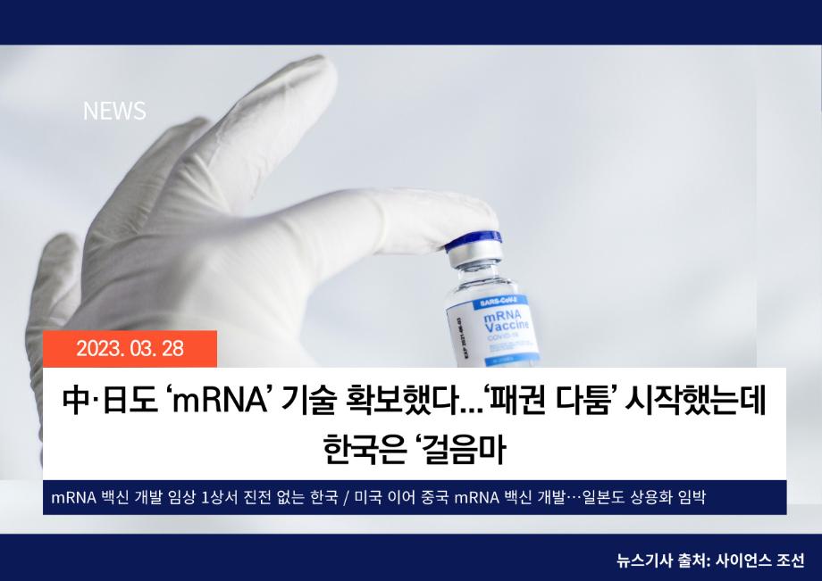 [사이언스 조선] 中·日도 ‘mRNA’ 기술 확보했다...‘패권 다툼’ 시작했는데 한국은 ‘걸음마’ 이미지