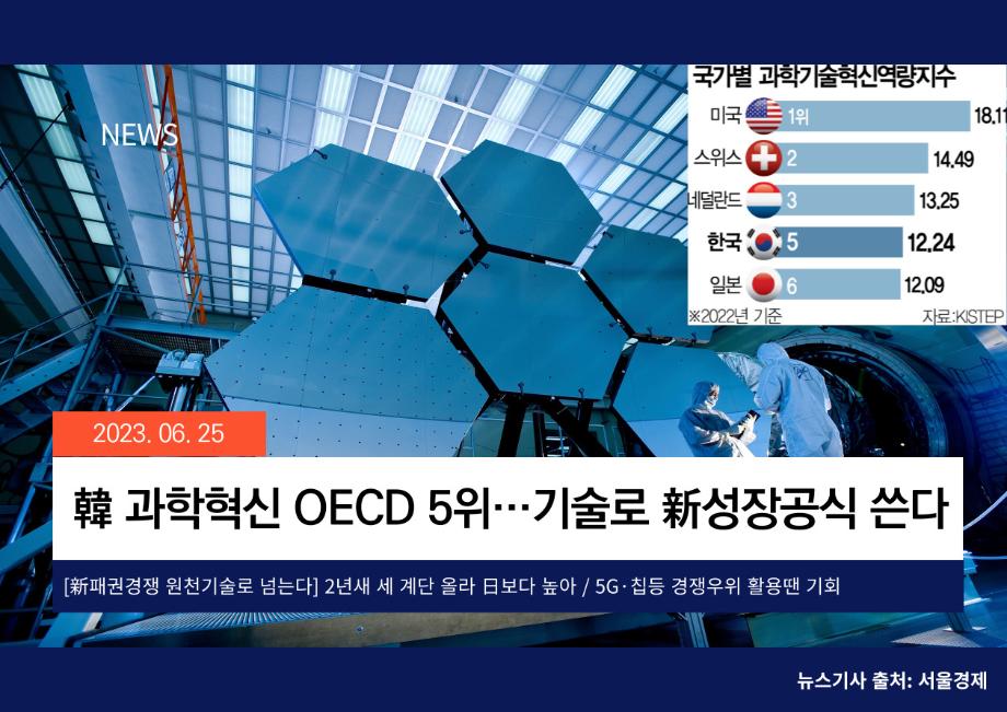 [서울경제] 韓 과학혁신 OECD 5위 기술로 新성장공식 쓴다 이미지