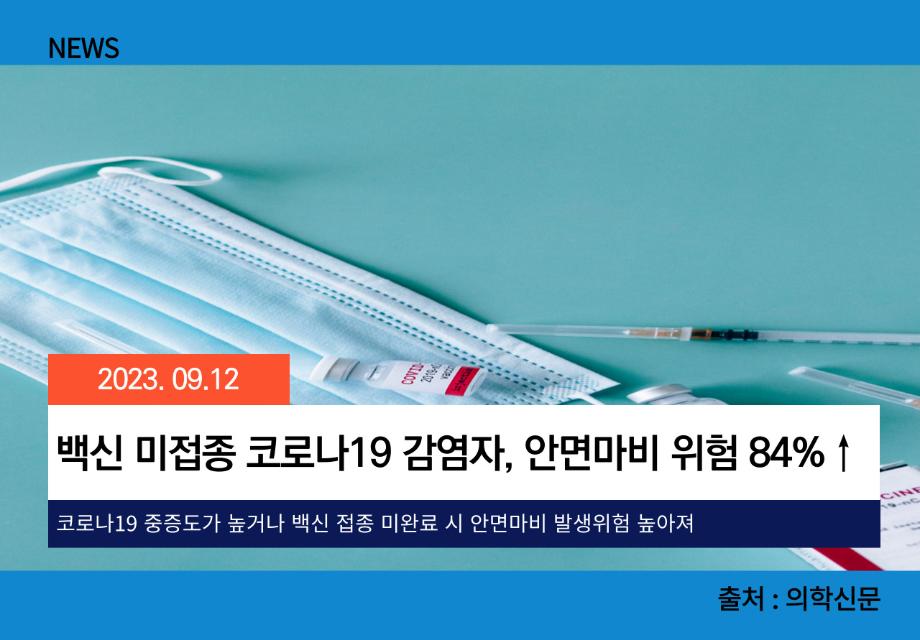 [의학신문] 백신 미접종 코로나19 감염자, 안면마비 위험 84%↑ 이미지