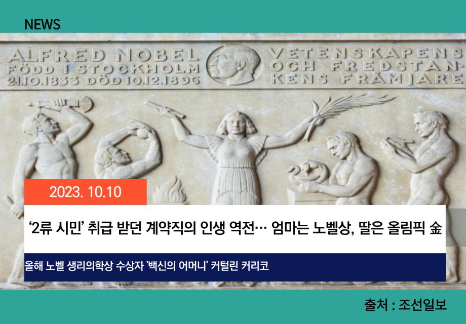 [조선일보] ‘2류 시민’ 취급 받던 계약직의 인생 역전… 엄마는 노벨상, 딸은 올림픽 金 이미지