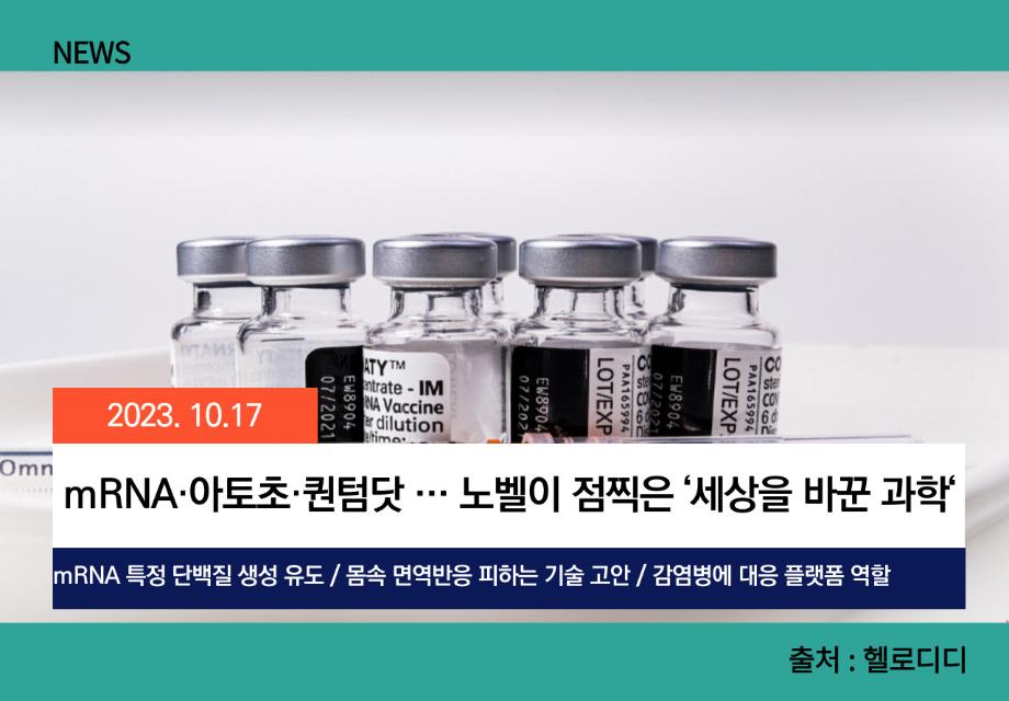 [매일경제] mRNA·아토초·퀀텀닷 … 노벨이 점찍은 ‘세상을 바꾼 과학‘ 이미지