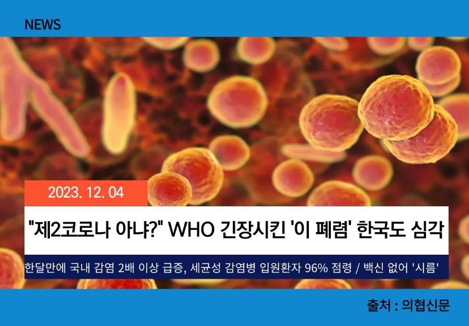 [의협신문] "제2코로나 아냐?" WHO 긴장시킨 '이 폐렴' 한국도 심각 이미지