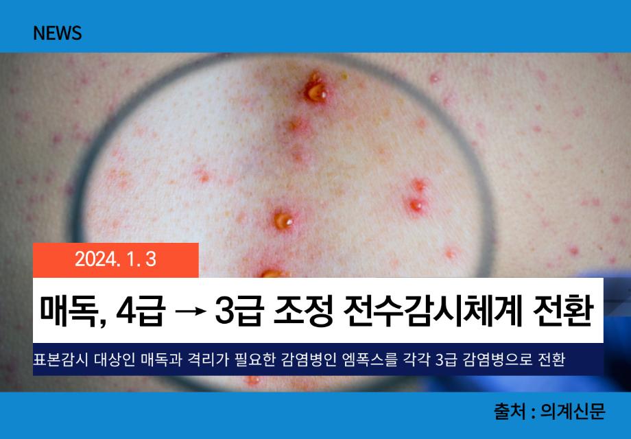 [의계신문] 매독, 4급 → 3급 조정 전수감시체계 전환 이미지