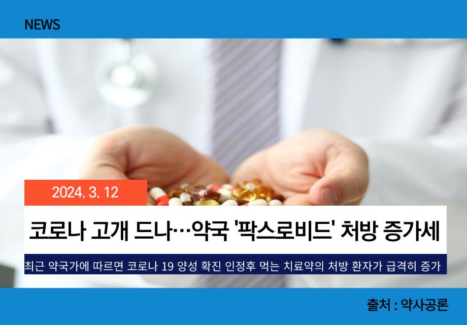 [약사공론] 코로나 고개 드나…약국 '팍스로비드' 처방 증가세 이미지