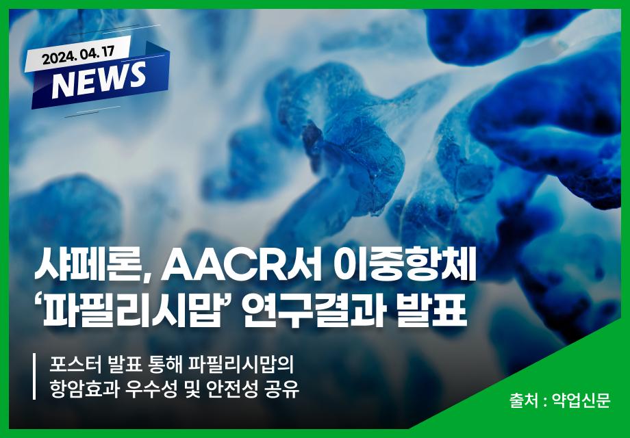 [약업신문] 샤페론, AACR서 이중항체 '파필리시맙' 연구결과 발표 이미지