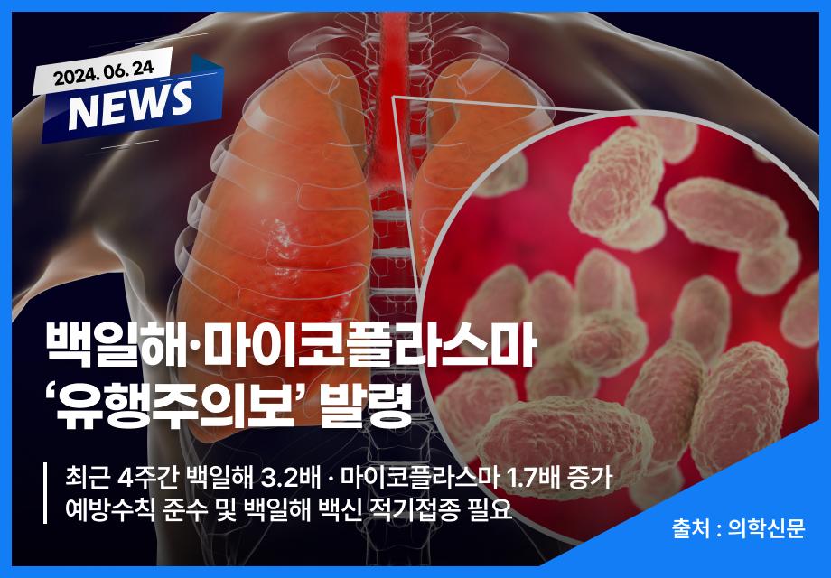 [의학신문] 백일해·마이코플라스마 ‘유행주의보’ 발령 이미지