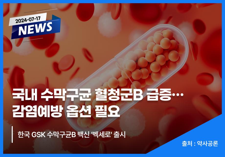 [약사공론] 국내 수막구균 혈청군B 급증…감염예방 옵션 필요 이미지