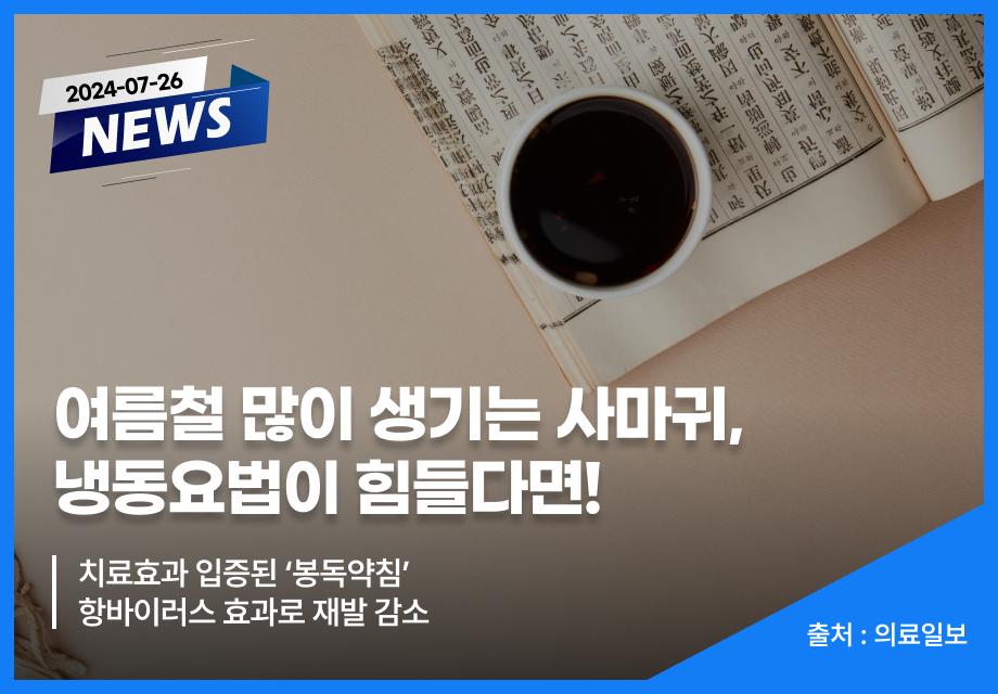 [의료일보] 여름철 많이 생기는 사마귀, 냉동요법이 힘들다면! 이미지