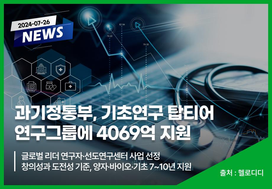 [헬로디디] 과기정통부, 기초연구 탑티어 연구그룹에 4069억 지원 이미지